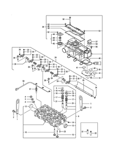Yanmar Engine - Cylinder Head And Bonnet Diagram and Parts List for 467 4X4-1H013H-1H294H-37BKD010 Cub Cadet Lawn Tractor Accessories